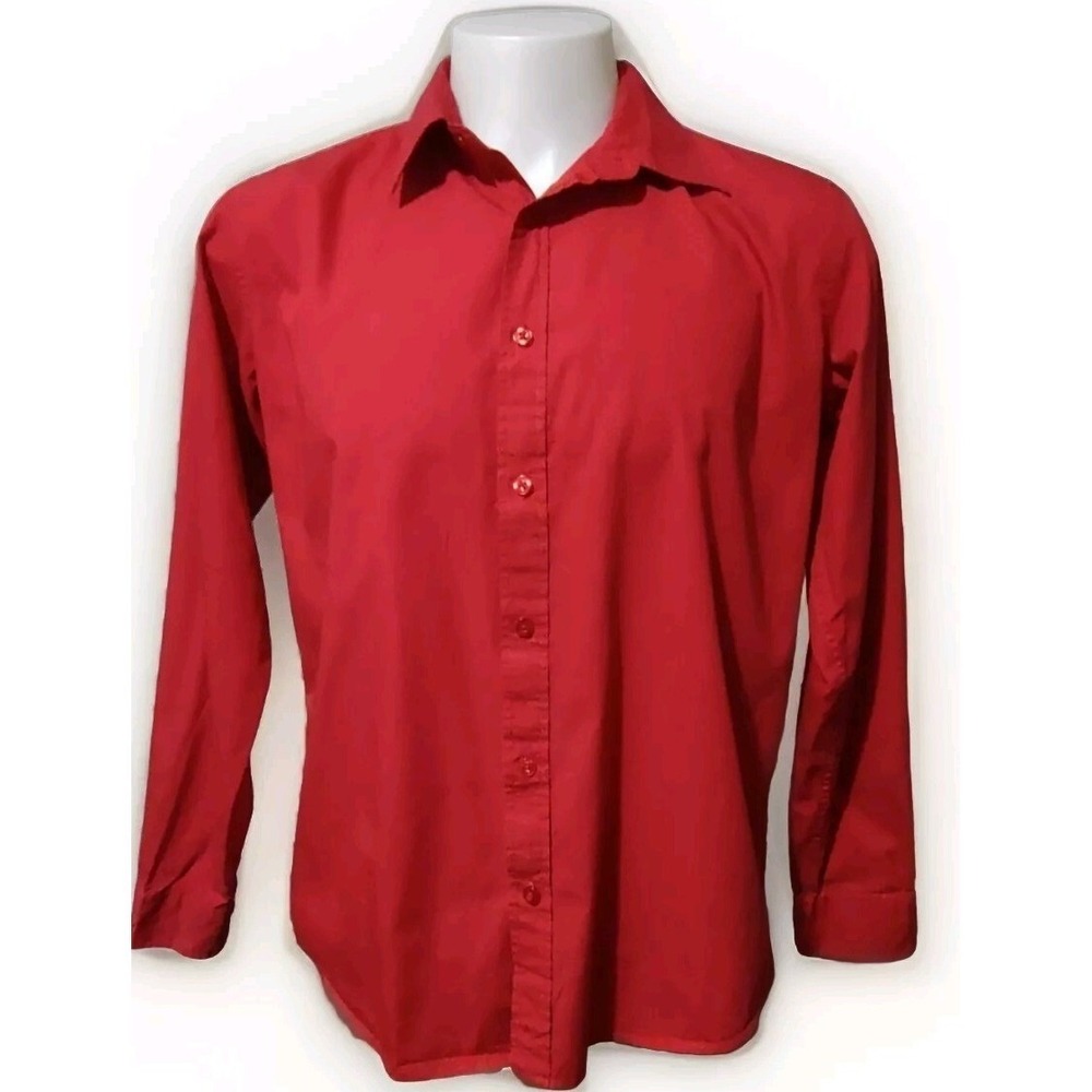 Paul Jones Shirt‎ Men's Size Large Red Long Sleeve Collared Button Down